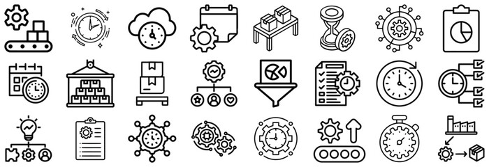 Business Process Icons Time, Workflow, and Productivity Symbols