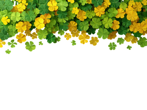 A bunch of green and yellow flowers with a white background