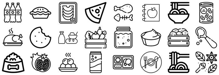 Diverse Food and Drink Icons From Meals to Ingredients