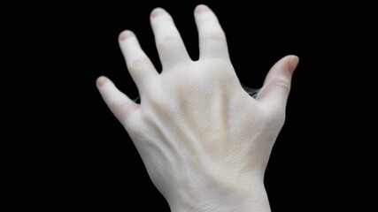 Close-up anatomy of a human hand and palmar aponeurosis