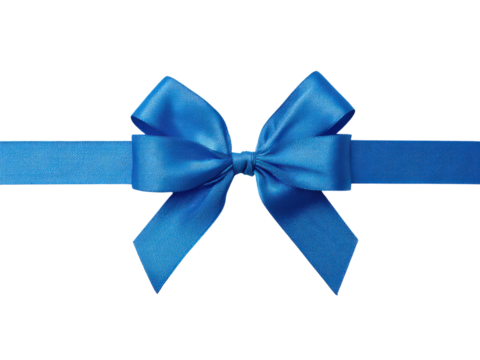 A blue ribbon with a bow is shown on a white background - Powered by Adobe