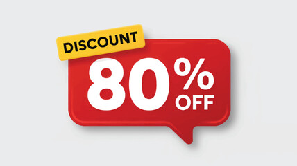 Eighty percent off discount promotion red speech bubble design for retail sales and advertising campaigns
