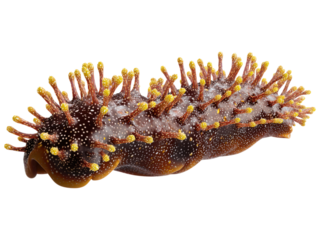 A large brown and yellow sea creature with many spikes