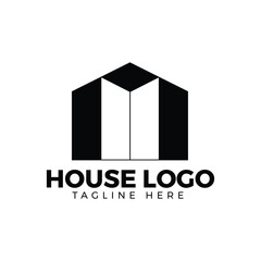 Modern house real estate logo design vector template.