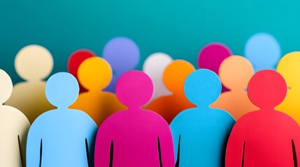 Colorful Paper Cutouts Representing Diverse People in Community.