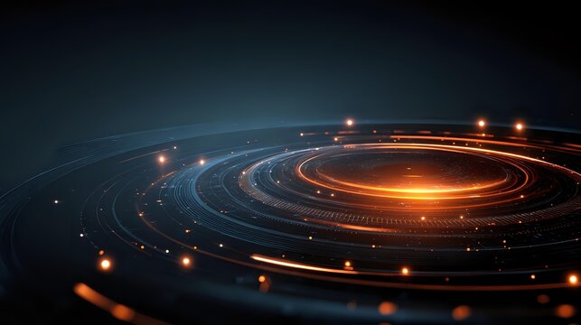 Abstract glowing circles with light trails a modern technology background perfect for presentations and digital designs