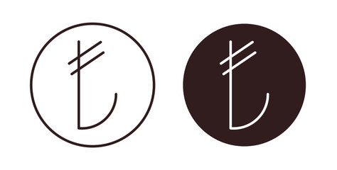 Lira sign icon for mobile app, editable designs