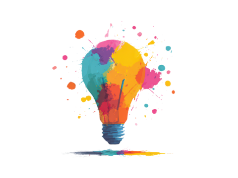 A colorful light bulb with a hole in the middle - Powered by Adobe