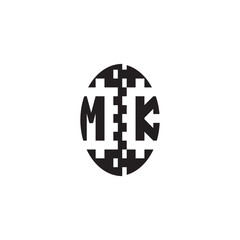 Pixel Logo Concept Bold Unique Design MK Monogram Initial Alphabet Alphabet