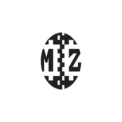 Pixel Logo Concept Bold Unique Design MZ Monogram Initial Alphabet Alphabet