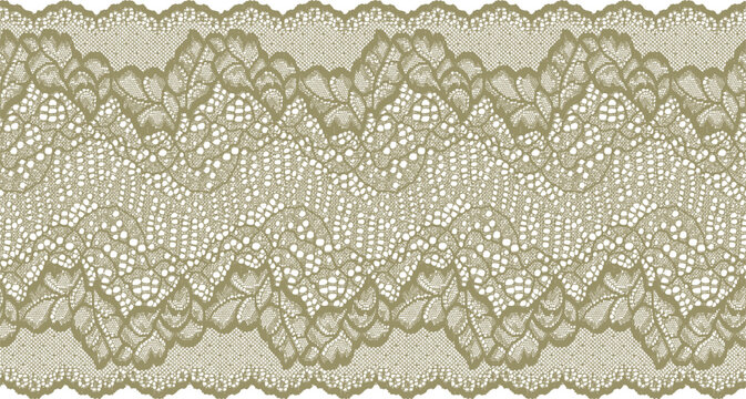 Dark green wide lace trim with leaf motifs arranged in a serrated pattern