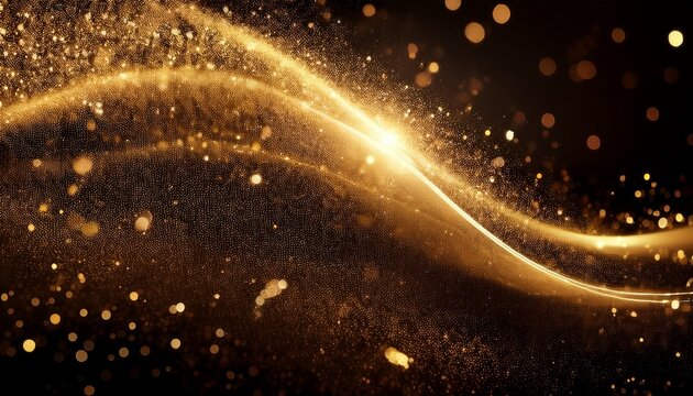 Golden Dust Shimmering Bokeh Glowing Gold Glitter Particles Abstract Background Warn Festive Overlay - Powered by Adobe