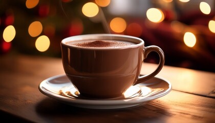 Obraz premium A Soft Focus Image Of A Cup Of Hot Chocolate With Shallow Depth Of Field And Blurred Surroundings Creating A Cozy Atmosphere