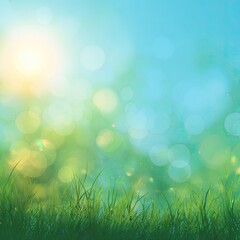 Obraz premium Bokeh meadow grass, sun, and blurry sky