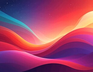 Colorful, flowing, abstract waves in a gradient of vivid red, orange, yellow, blue, and purple hues