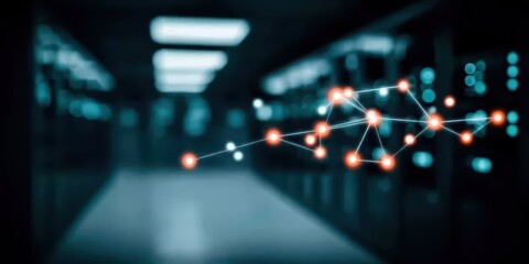 Fototapeta premium A luminous node within a cyber cluster showing isolation with certificate verification and seamless connectivity handshake across a virtual medium