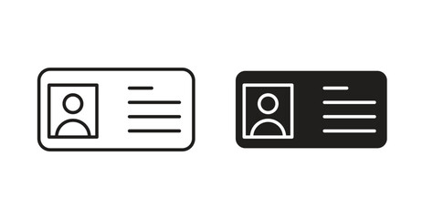ID card icons with simple flat and thin stroke style