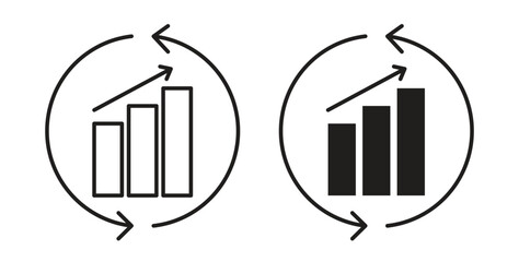 Improvement icons with simple flat and thin stroke style