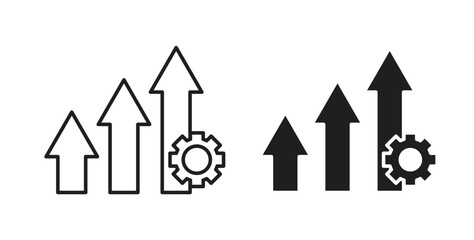 Improvement icons with simple flat and thin stroke style