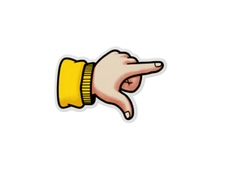 A hand pointing to the right