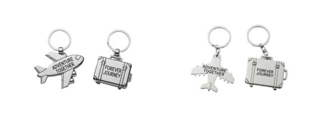 Valentine Couple Keychain PNG | Boy and Girl Matching Keychains | Heart Love Key Ring Design | Cute Romantic Gift | Transparent Background Clipart