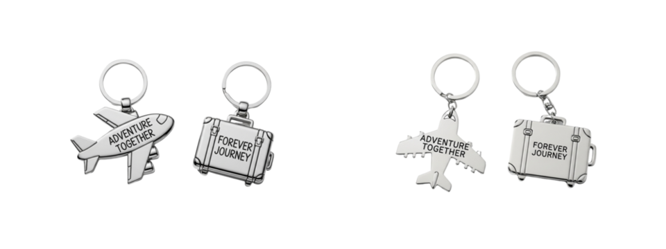 Valentine Couple Keychain PNG | Boy and Girl Matching Keychains | Heart Love Key Ring Design | Cute Romantic Gift | Transparent Background Clipart