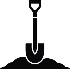 “Shovel Icon – Gardening and Digging Tool Silhouette Vector”