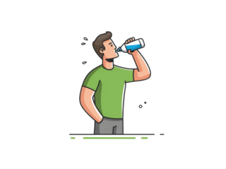 A man is drinking water from a bottle