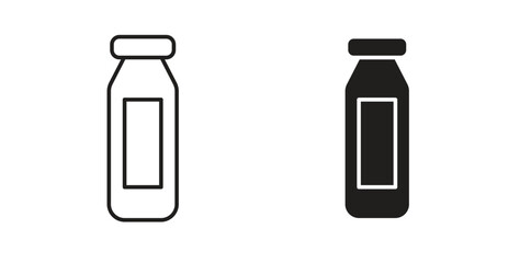 Milk bottle icons with simple flat and thin stroke style