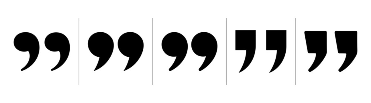Quotation marks icon set vector collection black symbol illustration on transparent background
