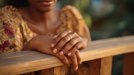 A close-up of intertwined hands resting on a wooden railing adds emotional texture — the comfort of familiarity, the warmth of shared roots. cinematic color correction, natural uneven lighting yet
