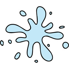 Light Blue Water Splash Illustration With Outline On White Transparent Background