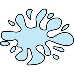 Light Blue Water Splash Shape With Outline On Transparent Background