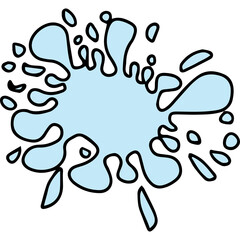 Light Blue Water Splash with Outline Isolated on Transparent Background Liquid Splatter Dynamic Fluid Burst Shape Abstract Element
