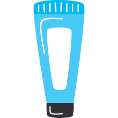 Light Blue Squeezable Cosmetic Cream Tube with Dark Gray Cap and White Label Area Isolated on Transparent Background