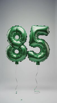 Green balloon number 85 for birthday or anniversary party