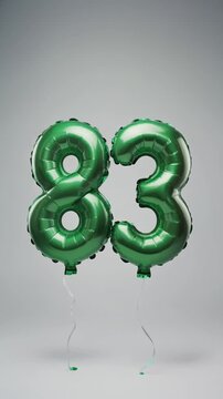 Green balloon number 83 for birthday or anniversary party