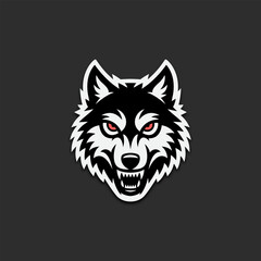 Head of Strong Wolf with Red Eyes