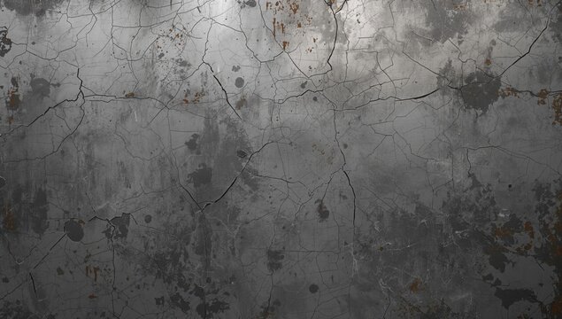 Grunge gray metal surface featuring scratches and cracks, suitable for editorial header background
