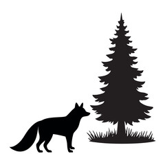Obraz premium Fox forest silhouette