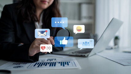 A collection of social media notifications representing user engagement. These alerts for likes, comments, and messages are key to online communication and community interaction. Fermion