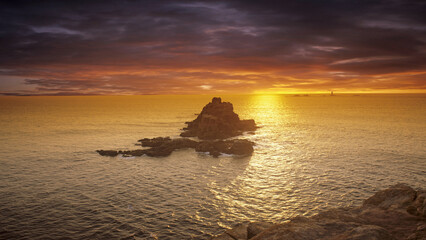 Sunset over Lands End , Cornwall, England.UK
