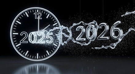 Elegant Futuristic Time Transition: 2025 to 2026
