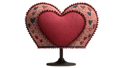 Pink Heart Cushion on Stand with Bead Trim