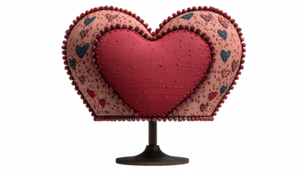 Pink Heart Cushion on Stand with Bead Trim