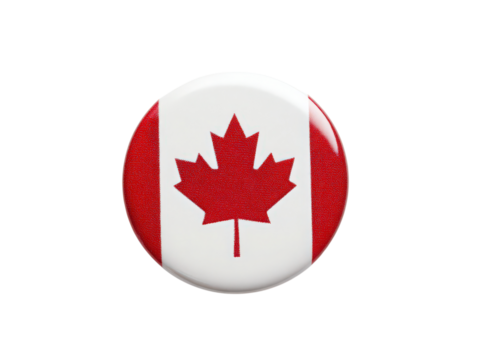 A red and white Canadian flag with a maple leaf on it