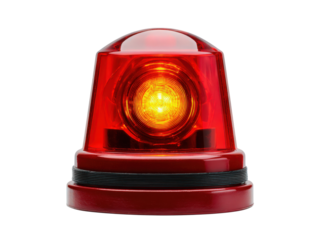 A red and yellow traffic light with a yellow light on top