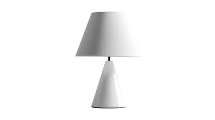Minimal white cone table lamp on white background