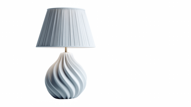 White Ceramic Table Lamp with Pleated Shade