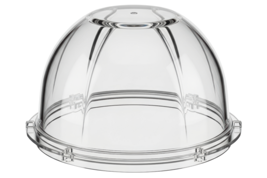 Transparent plastic dome lid for a kitchen food processor isolated on transparent background